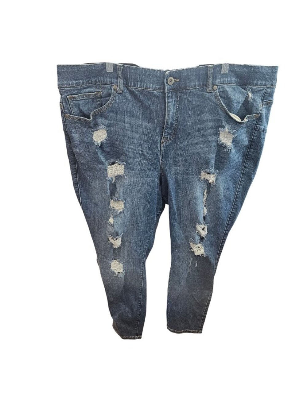 Torrid Bombshell Skinny Distressed Jeans Size 26S Blue Denim Womens Mid-Rise Cas